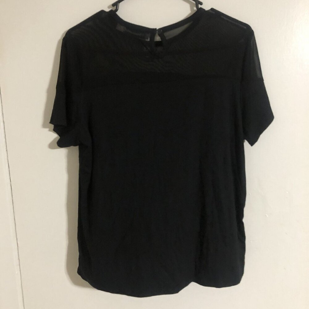 RM Reebcca Minkoff Women's Black Mesh Short Sleeve Shirt, Size Large, Classic - Picture 4 of 4